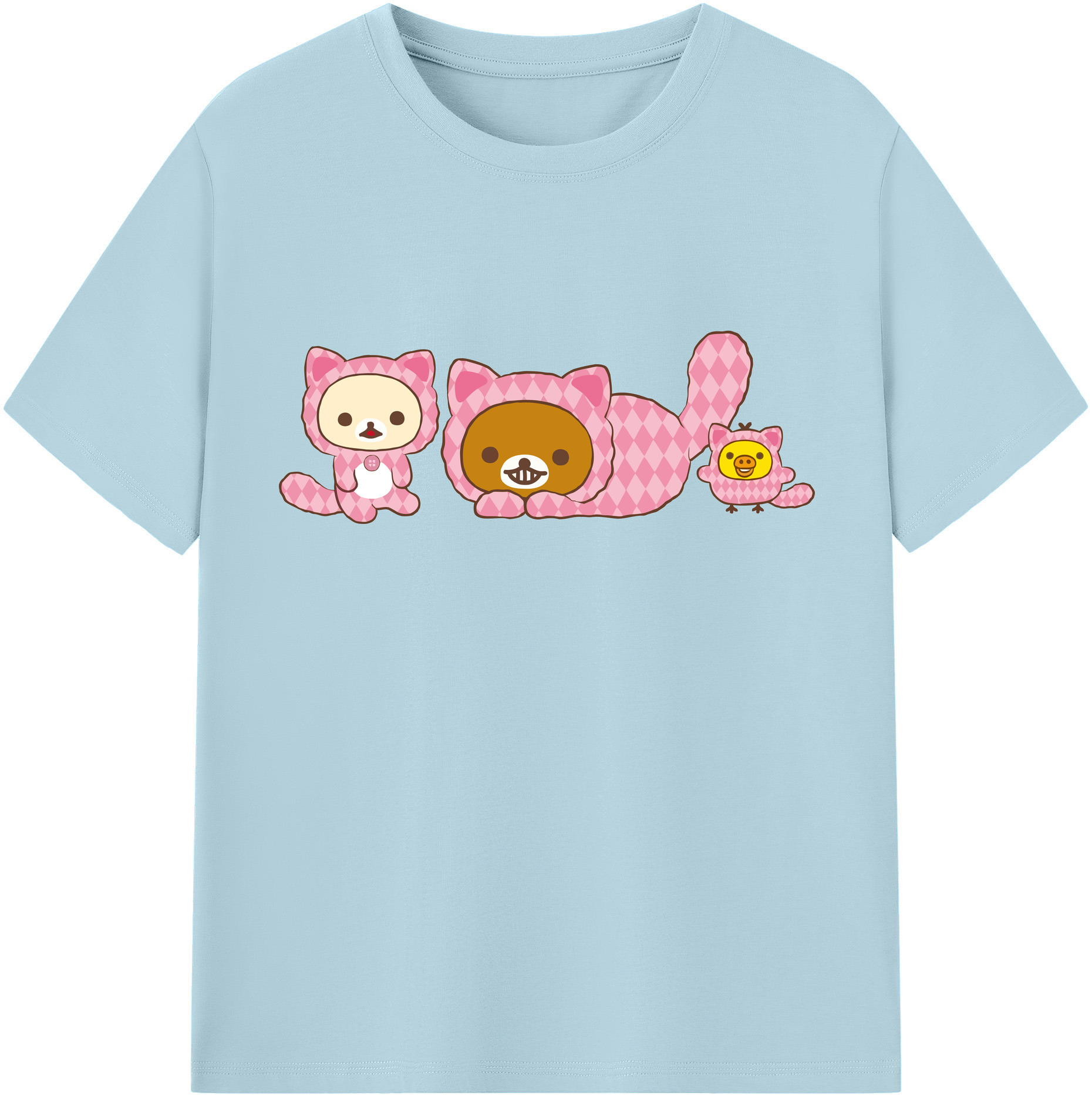 （画像用） リラックマ リラックマ キイロイトリ Rilakkuma Korilakkuma Kiiroitori 綿100％半袖Tシャツ（フロントプリント）